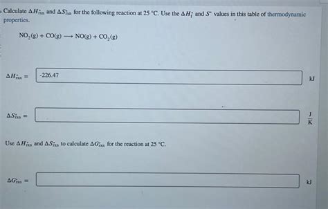 Solved Calculate Δhrxn∗ And Δsrnt For The Following Reaction