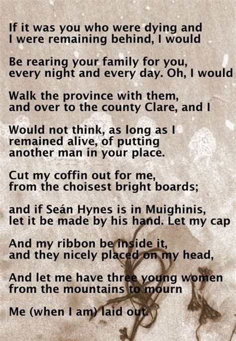 Irish song lyrics- the sean nos song Amhrán Mhuighinse