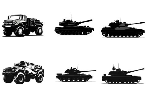 Army Tank Vector Black Silhouette Set Graphic by amazinart · Creative ...