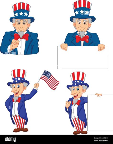 Cartoon Illustration Of Uncle Sam Collection Set Stock Vector Image