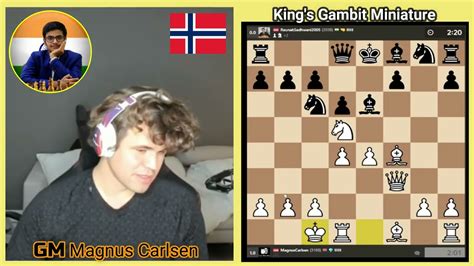 Gm Carlsen Beats Gm Sadhwani Of India Using King S Gambit In Just