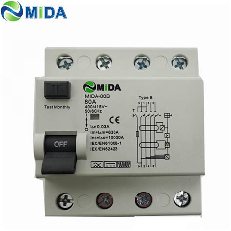 Pole Rccb Residual Current Circuit Breaker A Phase Shanghai Mida