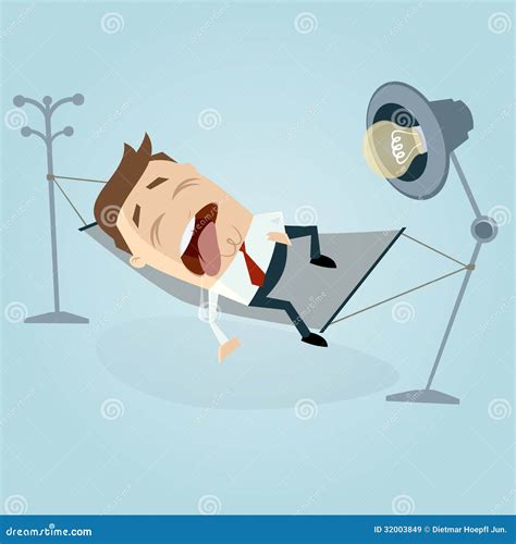 Funny Cartoon Man Sleeping and Dribbling in Hammock Stock Vector ...