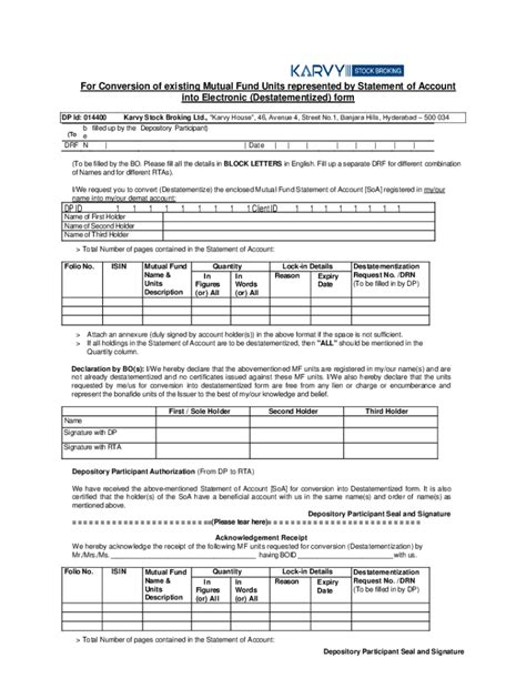 Fillable Online Mutual Fund Units In Dematerialised Form Nsdl Fax