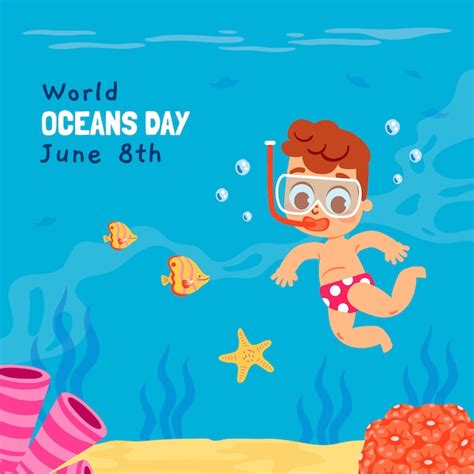 Premium Vector Flat Illustration For World Oceans Day Celebration