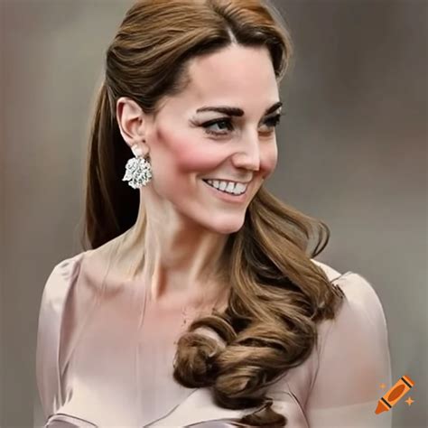 Portrait Of Princess Kate In A Delicate Satin Gown On Craiyon