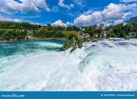 Rheinfall Rhine Falls In Switzerland Between The Cantons Schaffhausen