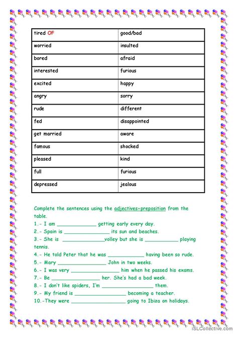 Adjectives With Prepositions English ESL Worksheets Pdf Doc