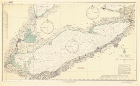 Lake Erie Map 1934 Nautical Chart Prints