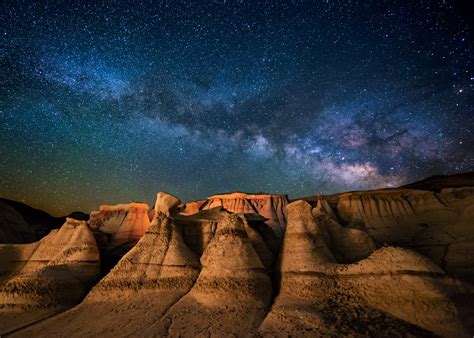 Photography New Mexico Nature Starry Night Rock Landscape Milky