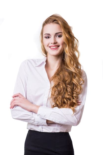 Retrato De Mujer De Negocios Sonriente Aislado Sobre Fondo Blanco