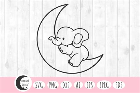 Moon Elephant Svg Baby Elephant Svg Graphic By DreanArtDesign