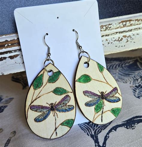 Teardrops With Wood Burned And Hand Painted Dragonflies Etsy Canada