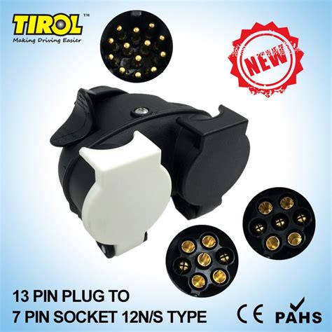 TIROL13 Pin Plug To 12N 12S 7 Pin Sockets Caravan Towing Conversion