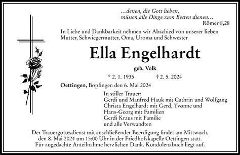 Traueranzeigen Von Ella Engelhardt Augsburger Allgemeine Zeitung