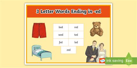 3 Letter Words Ending In Ed Word Mat Teacher Made