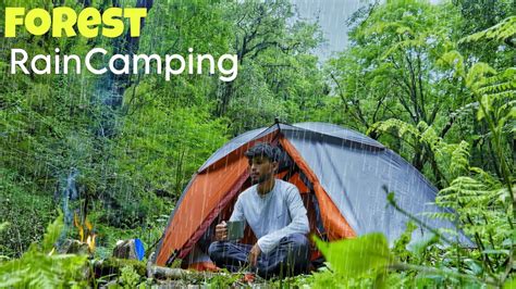 Solo Forest Camping In Rain Overnight Camping And Cooking In Deep Forest Tejascamping Youtube