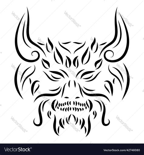 Tribal Tattoo Art With Hand Drawn Demon Head Vector Image