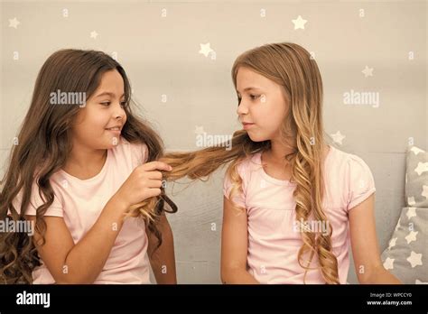 Girls Sisters Spend Pleasant Time Communicate In Bedroom Benefits