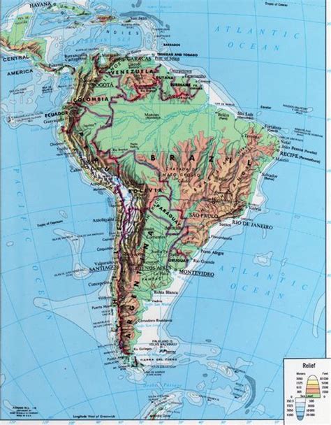 South America - South America physical map | Gifex