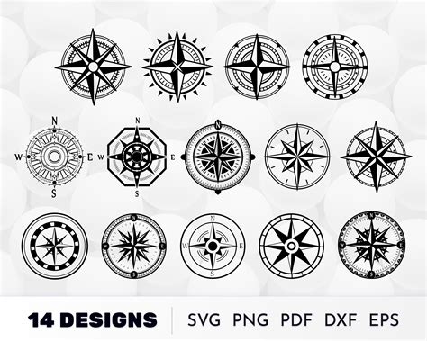 Sea Wind Rose Silhouette Compass Rose Svg Nautical Compass Etsy