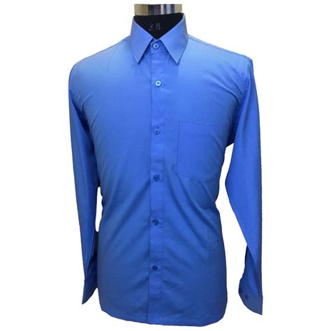 Plain Collar Neck Mens Blue Corporate Shirt Machine Wash Size Large