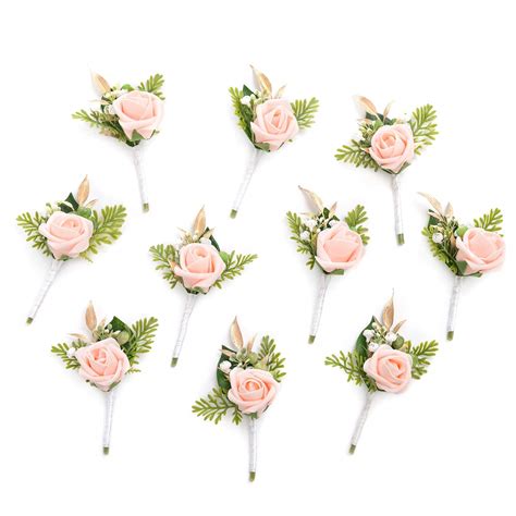 Buy Ling S Moment Blush Boutonniere For Men Wedding With Pins Set Of