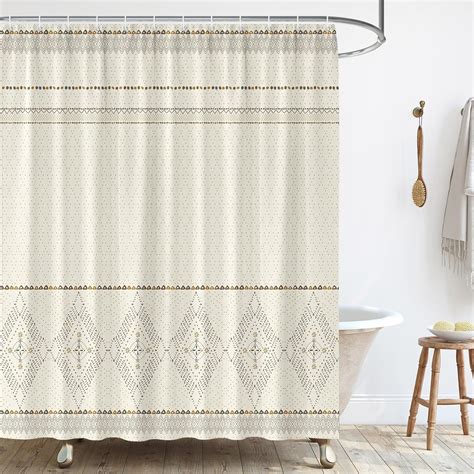 Wake In Cloud Beige Boho Shower Curtain Bathroom Decor