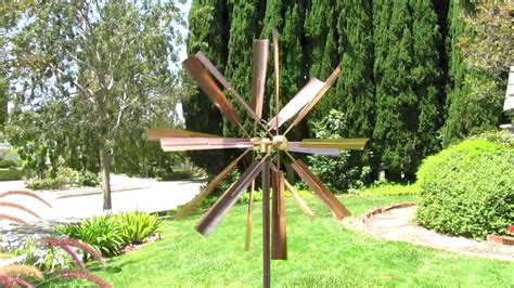 Kinetic Copper Wind Sculpture Double Windmill Spinner Youtube