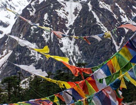 Image Of Buddhist Prayer Flags In Eastern Himalaya North Sikkim India