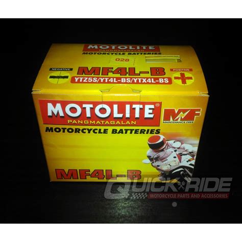 Mf4l B Motolite Motorcycle 4l Battery Mio Skydrive Fury Honda Beat C100 Dash 110 Shopee