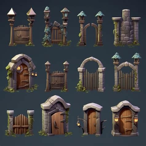 Premium Photo A Set Of Different Types Of Gates And Gates