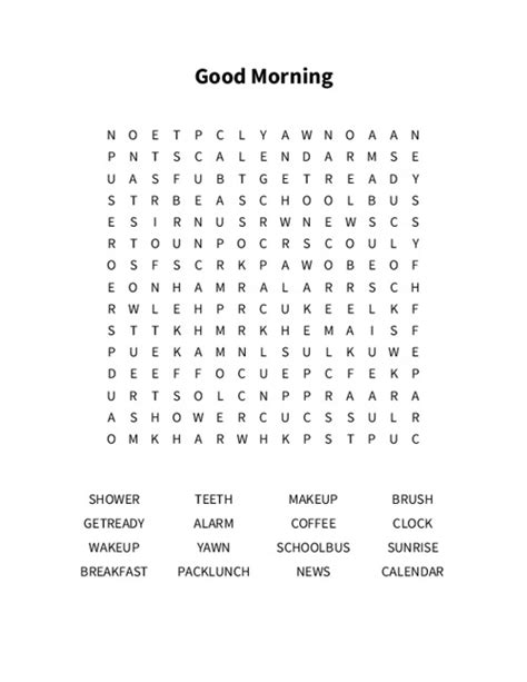 Good Morning Word Search