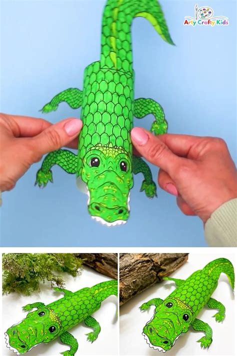 3d Paper Crocodile Craft [video] [video] Paper Crafts Crocodile Craft Preschool Crafts