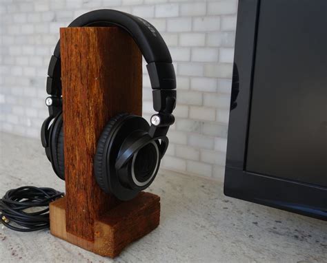 Handmade Wood Headset Stand The Rustic Unique