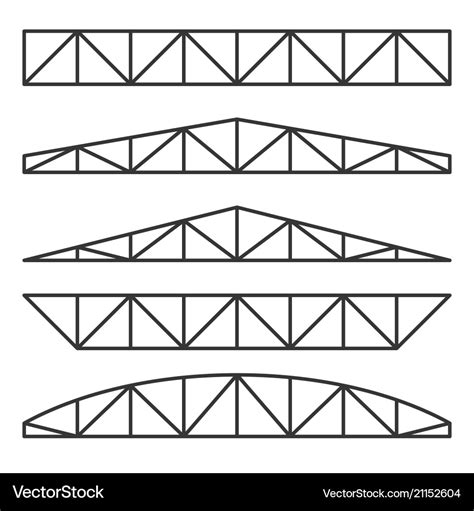 Roof Metal Trusses Constructions Set On White Vector Image