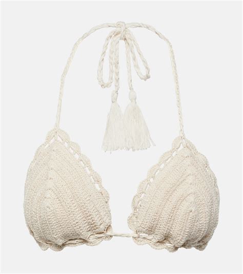 Crochet Bikini Top In White Anna Kosturova Mytheresa
