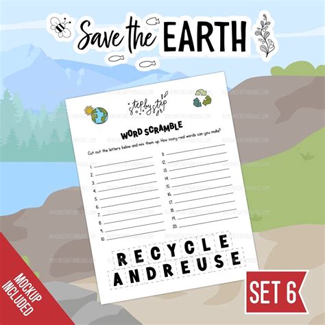 Earth Day Word Scramble Printable Set 6 Surf And Sunshine Designs