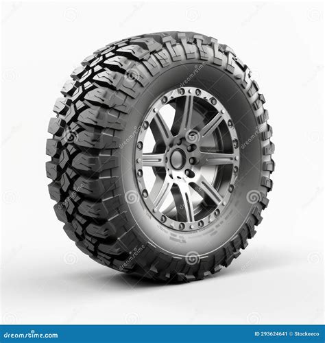 Hyper Realistic Off Road Tire Design On White Background Stock