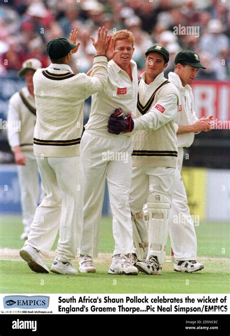 South Africa S Shaun Pollock Centre Celebrates The Wicket Of England