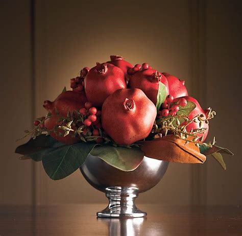 Magnolia Pomegranate Arrangement Fruit Design Pomegranate Christmas