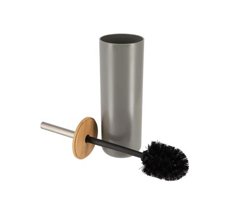 Brosse Wc Avec Support Gris Et Couvercle Bambou Toute L Offre Wc But