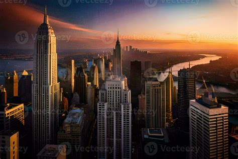 the city skyline at sunset. AI-Generated 33594258 Stock Photo at Vecteezy