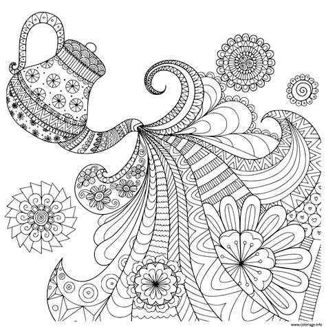 Coloriage Ligne Design De Theiere Versant The Pour Adulte JeColorie