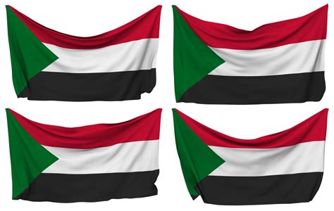 Sudan Pinned Flag From Corners Isolated With Different Waving Variations 3d Rendering 24798588 Png