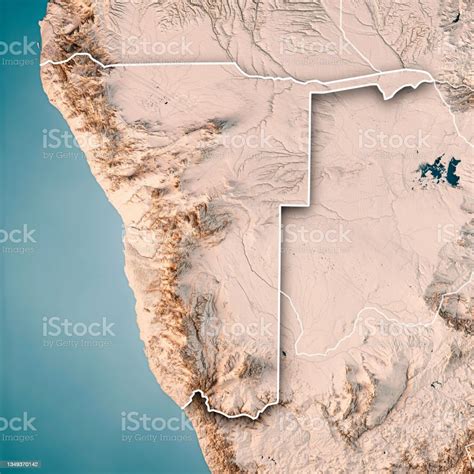 Namibia 3d Render Mapa Topográfico Color Borde Foto De Stock Y Más