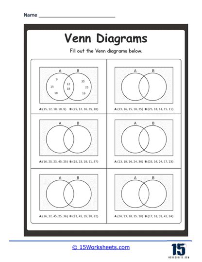 Venn Diagrams Worksheets 15