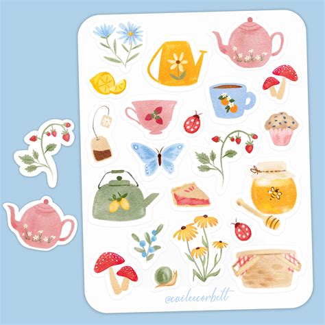 Papercraft Illustrated Stickers Journal Stickers Boho Stickers Cottage