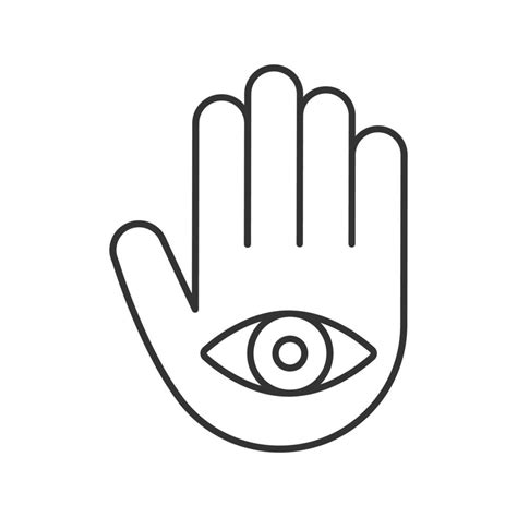 Oog In Hand Lineaire Pictogram Dunne Lijn Illustratie Hand Van Fatima