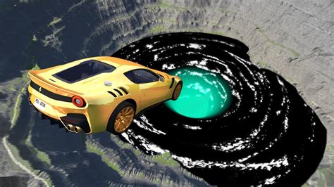 Leap Of Death Car Jumps And Falls Into Giant Black Hole Vortex Beamng